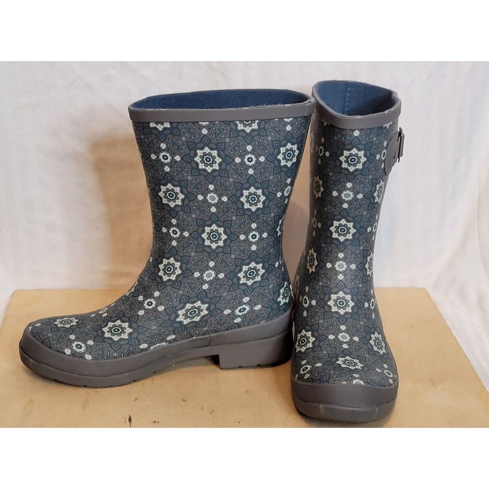 Chooka Eastlake Isa Mid Rain Boot Wellie Mandala Print Gray Womens 7